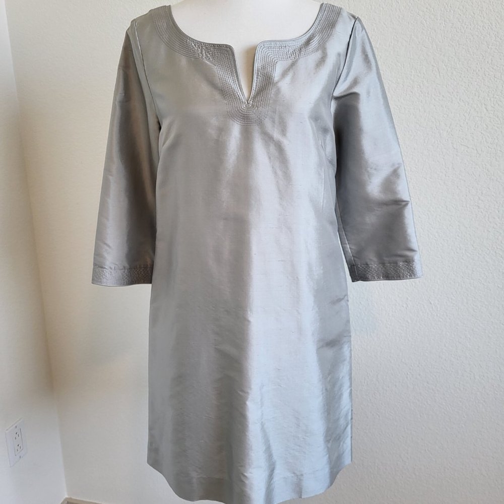 J Crew Grey/Silver Silk Shift Dress